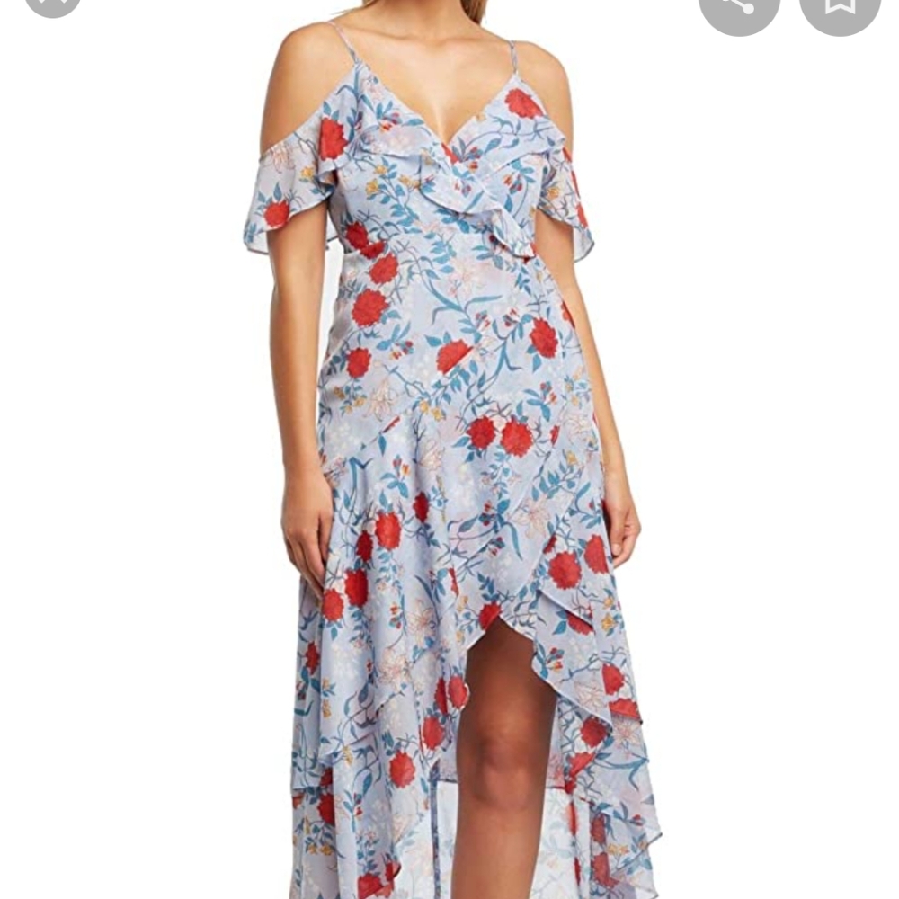 Long Blue Off Shoulder Dress